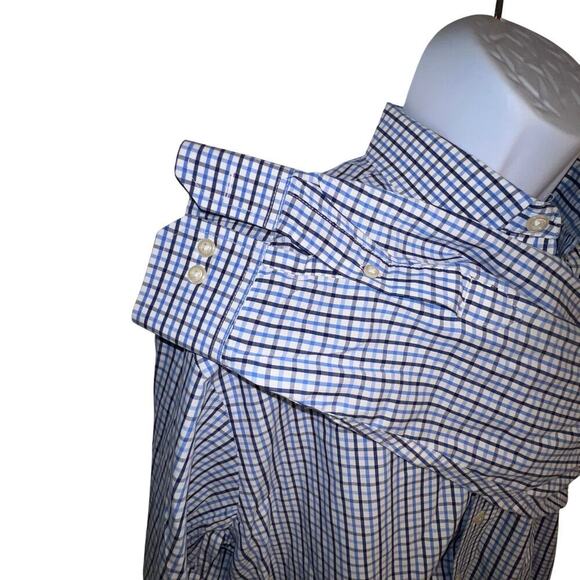 Izod, Mens XL, Blue Check Print Button Down Logo Long Sleeve Preppy Office Y2K - Picture 4 of 10